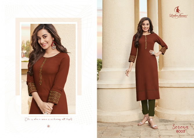 Serena vol 8 Ladies Flavour Rayon Regular Wear Wholesale Designer Kurtis Catalog